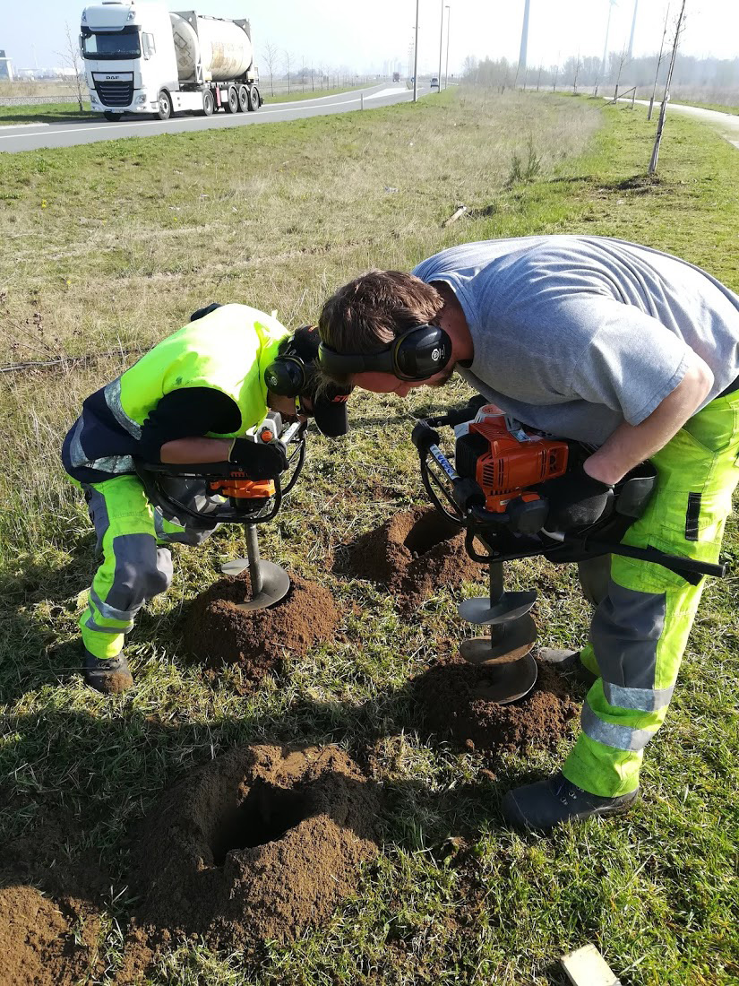 Bodem inboren om bomen aan te planten